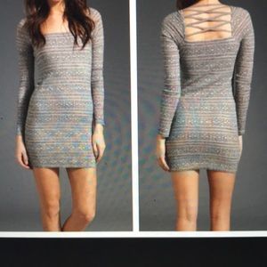 Free people grey/pink long sleeve bodycon